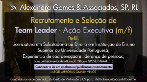 Recrutamento e Sele&ccedil;&atilde;o de Team Leader - A&ccedil;&atilde;o Executiva